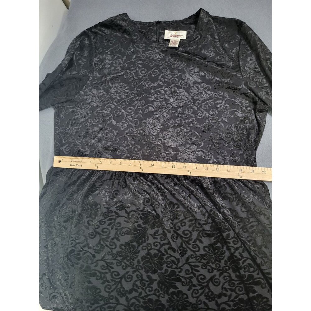 VTG Worthington SZ 16 Womens Maxi Long Sleeve Black Velvet Burnout Whimsigoth - Picture 7 of 8